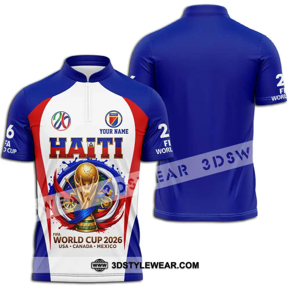 Unisex Shirt - Custom Haiti World Cup 2026 Shirt - Zipper Polo Shirt / S - T-shirt