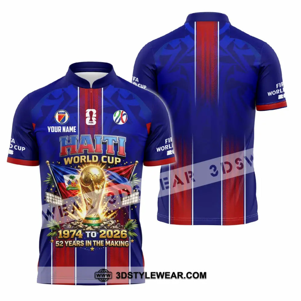 Unisex Shirt - Custom Haiti World Cup 2026 Shirt - Zipper Polo Shirt / S - T-shirt