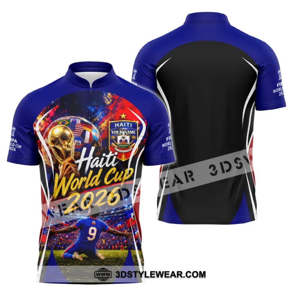 Unisex Shirt - Custom Haiti World Cup 2026 Shirt - Zipper Polo Shirt / S - T-shirt