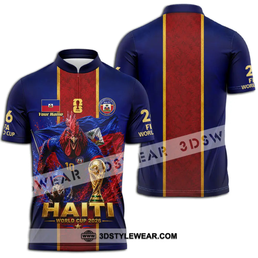 Unisex Shirt - Custom Haiti World Cup 2026 Shirt - Zipper Polo Shirt / S - T-shirt