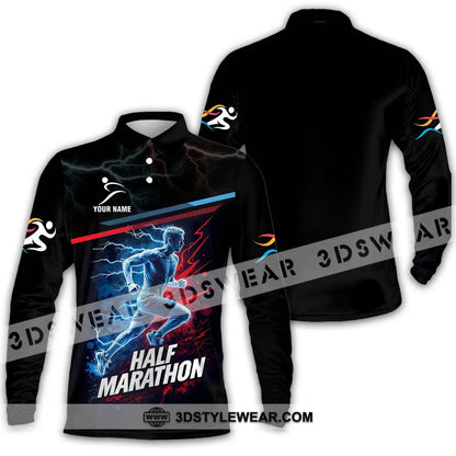 Unisex Shirt - Custom Half Marathon 3D Shirt - Long Sleeve Polo / S - T-shirt