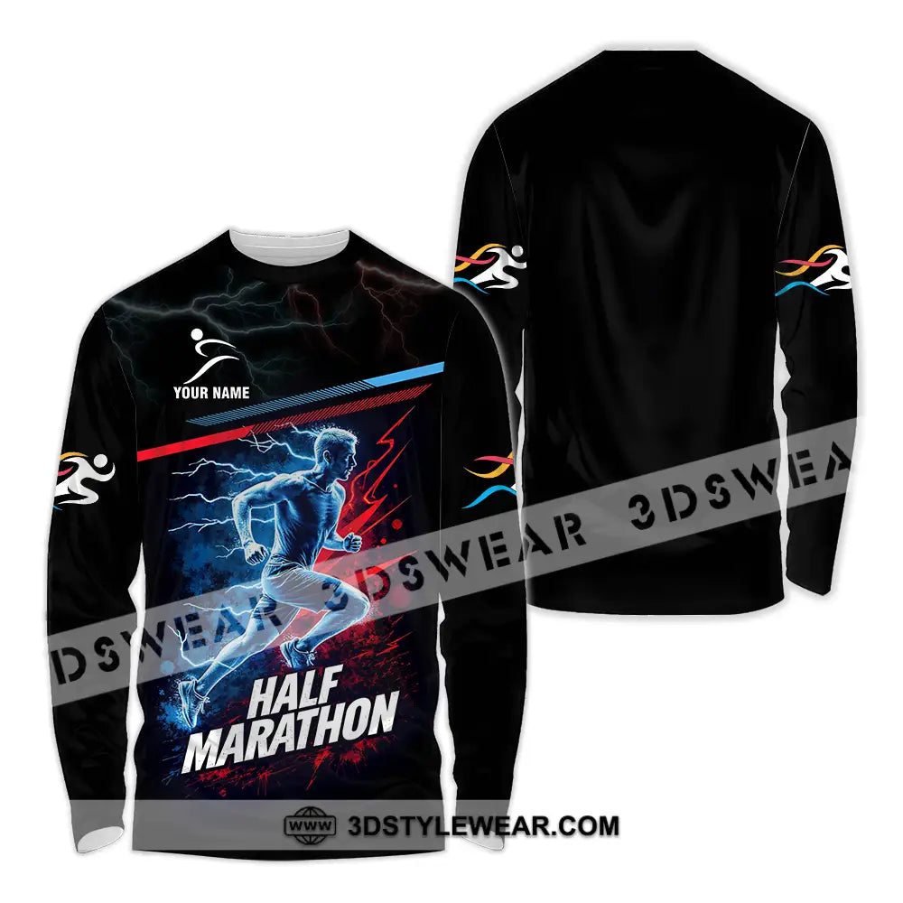 Unisex Shirt - Custom Half Marathon 3D Shirt - Long Sleeve Shirt / S - T-shirt