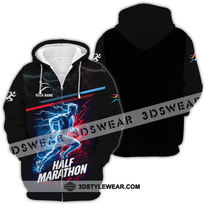 Unisex Shirt - Custom Half Marathon 3D Shirt - Zipper Hoodie / S - T-shirt