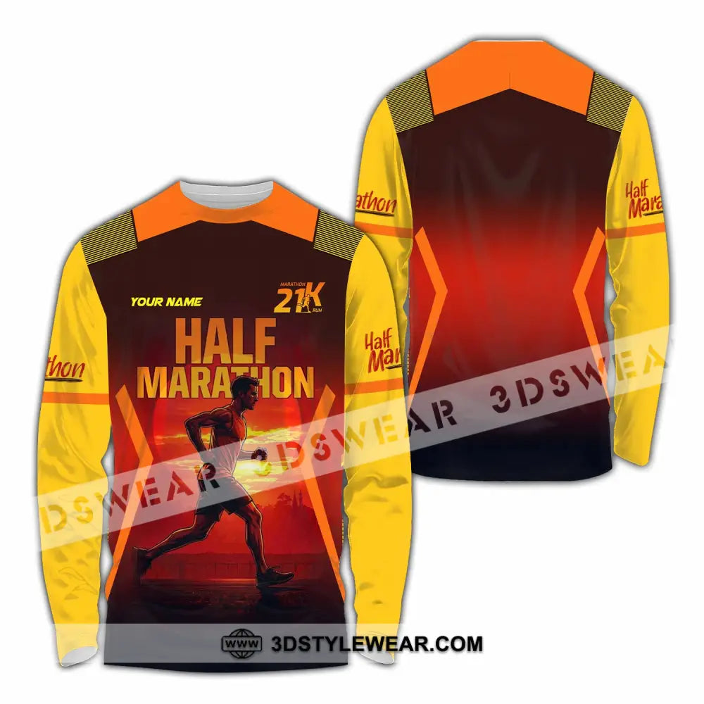 Unisex Shirt - Custom Half Marathon Run 3D Shirt - Long Sleeve Shirt / S - T-shirt