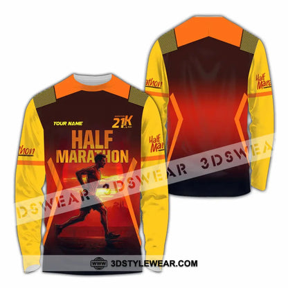 Unisex Shirt - Custom Half Marathon Run 3D Shirt - Long Sleeve Shirt / S - T-shirt