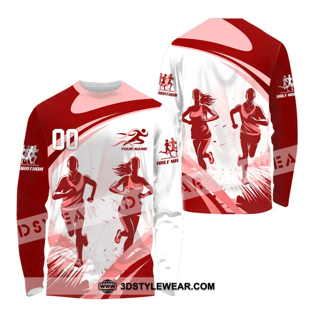 Unisex Shirt - Custom Half Marathon Run 3D Shirt - Long Sleeve Shirt / S - T-shirt