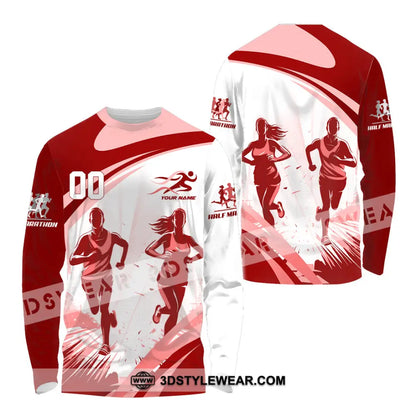 Unisex Shirt - Custom Half Marathon Run 3D Shirt - Long Sleeve Shirt / S - T-shirt