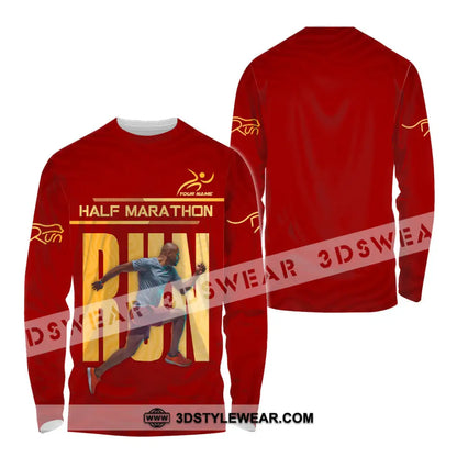 Unisex Shirt - Custom Half Marathon Run 3D Shirt - Long Sleeve Shirt / S - T-shirt