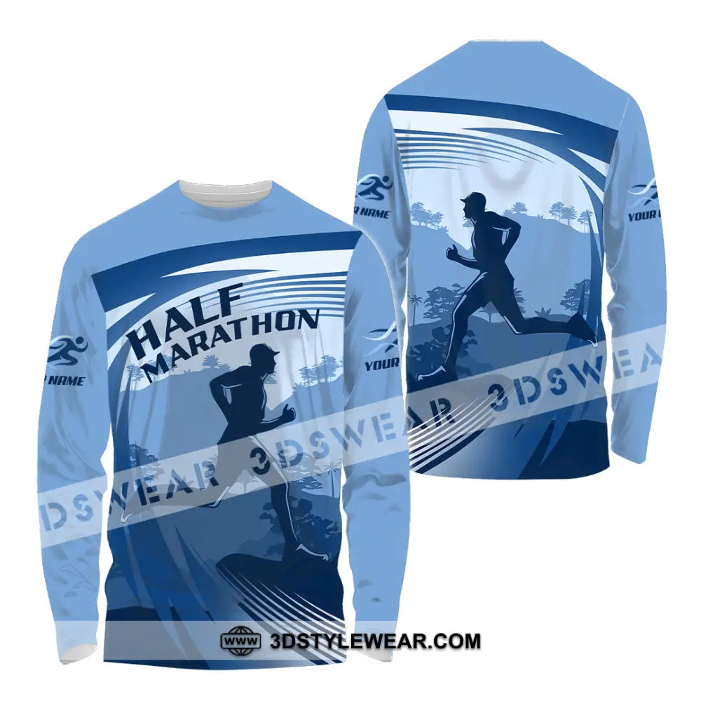 Unisex Shirt - Custom Half Marathon Run 3D Shirt - Long Sleeve Shirt / S - T-shirt