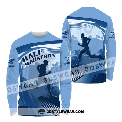 Unisex Shirt - Custom Half Marathon Run 3D Shirt - Long Sleeve Shirt / S - T-shirt