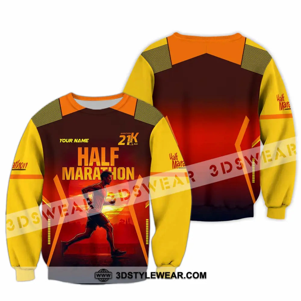Unisex Shirt - Custom Half Marathon Run 3D Shirt - Long Sleeve / S - T-shirt