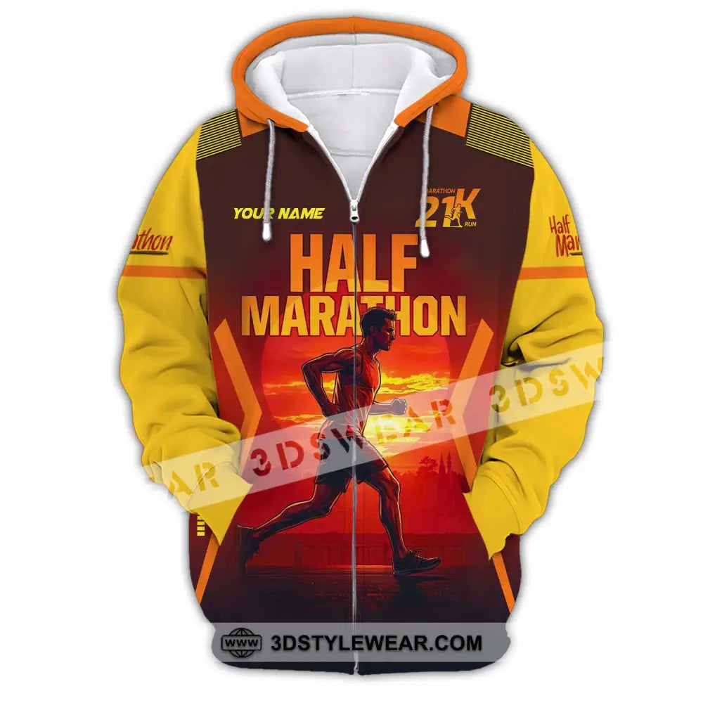 Unisex Shirt - Custom Half Marathon Run 3D Shirt - Zipper Hoodie / S - T-shirt