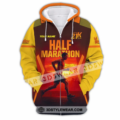 Unisex Shirt - Custom Half Marathon Run 3D Shirt - Zipper Hoodie / S - T-shirt