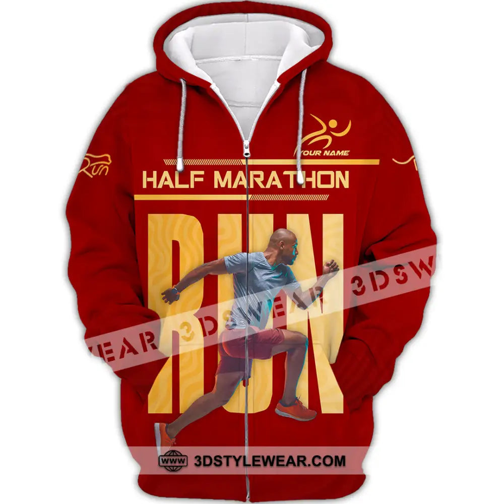Unisex Shirt - Custom Half Marathon Run 3D Shirt - Zipper Hoodie / S - T-shirt