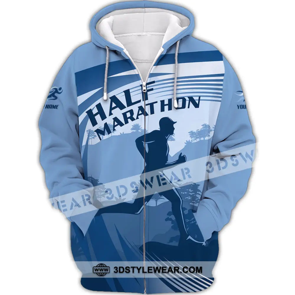 Unisex Shirt - Custom Half Marathon Run 3D Shirt - Zipper Hoodie / S - T-shirt
