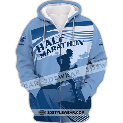 Unisex Shirt - Custom Half Marathon Run 3D Shirt - Zipper Hoodie / S - T-shirt