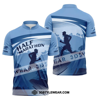 Unisex Shirt - Custom Half Marathon Run 3D Shirt - Zipper Polo Shirt / S - T-shirt