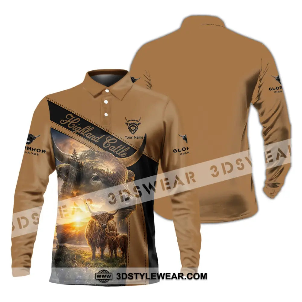 Unisex Shirt - Custom Highland Cattle Shirt - Long Sleeve Polo / S - T-shirt