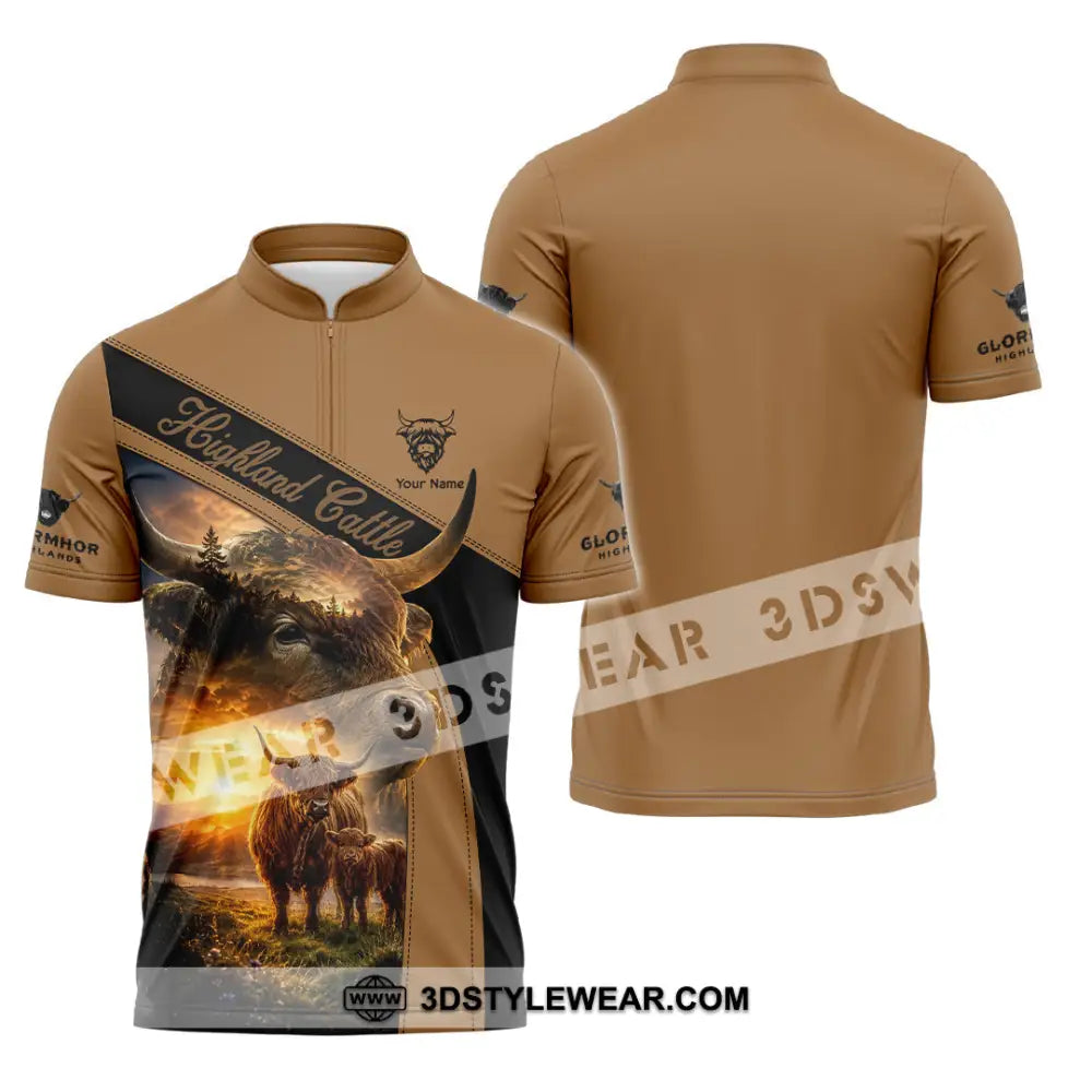 Unisex Shirt - Custom Highland Cattle Shirt - Zipper Polo Shirt / S - T-shirt