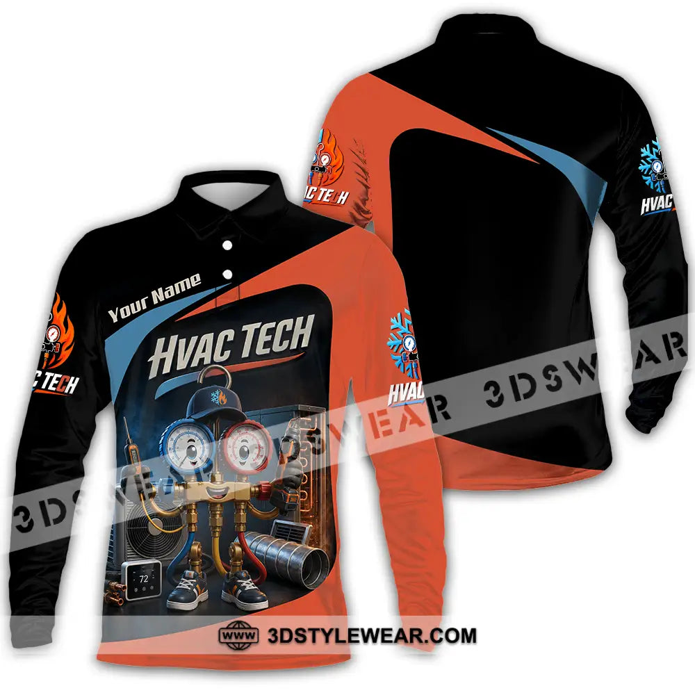 Unisex Shirt - Custom Hvac Tech Shirt - Long Sleeve Polo / S - T-shirt