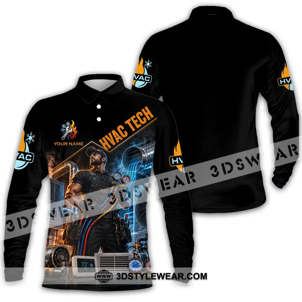 Unisex Shirt - Custom Hvac Tech Shirt - Long Sleeve Polo / S - T-shirt