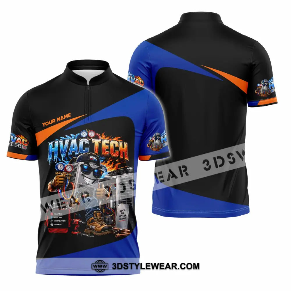 Unisex Shirt - Custom HVAC Tech Shirt - Zipper Polo Shirt / S - T-shirt