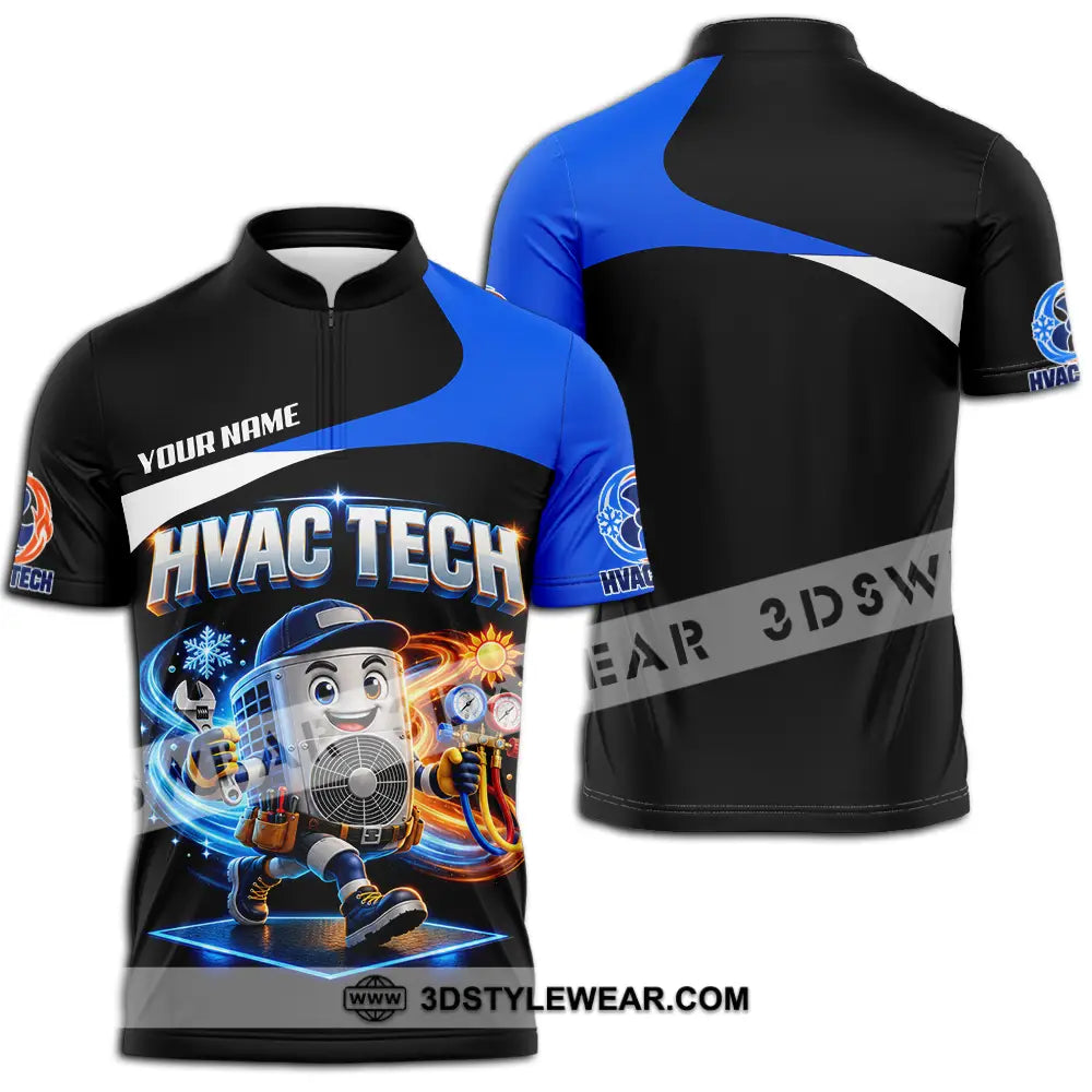 Unisex Shirt - Custom HVAC Tech Shirt - Zipper Polo Shirt / S - T-shirt