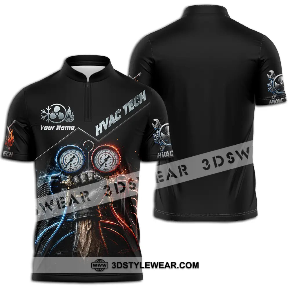 Unisex Shirt - Custom HVAC Tech Shirt - Zipper Polo Shirt / S - T-shirt