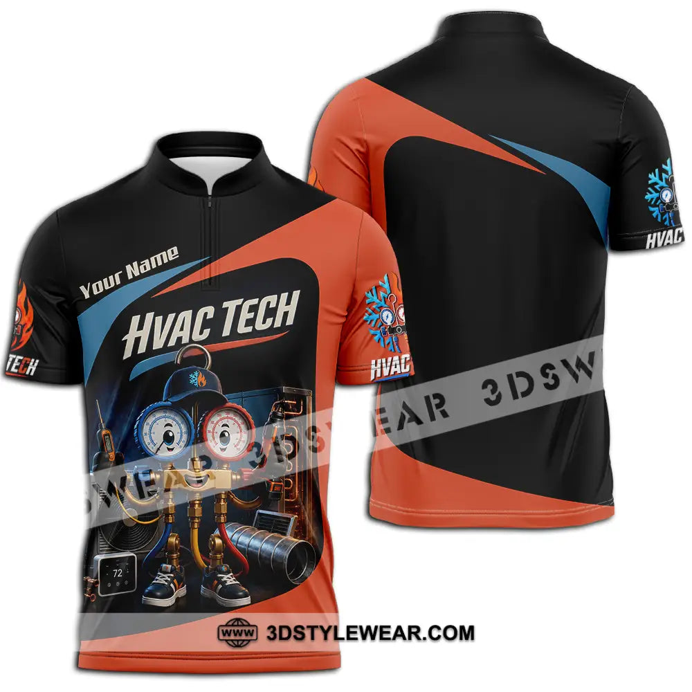 Unisex Shirt - Custom Hvac Tech Shirt - Zipper Polo Shirt / S - T-shirt