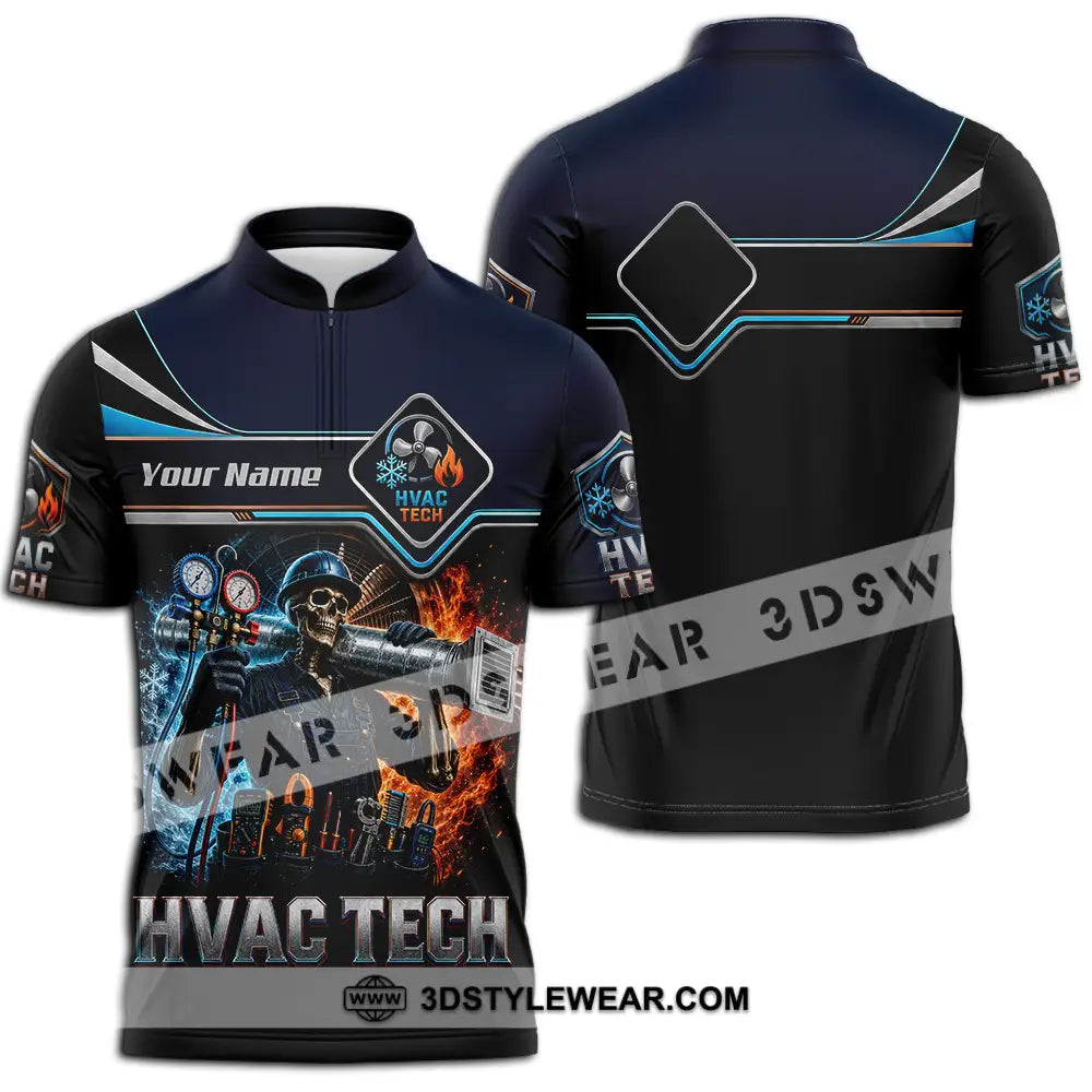 Unisex Shirt - Custom HVAC Tech Shirt - Zipper Polo Shirt / S - T-shirt