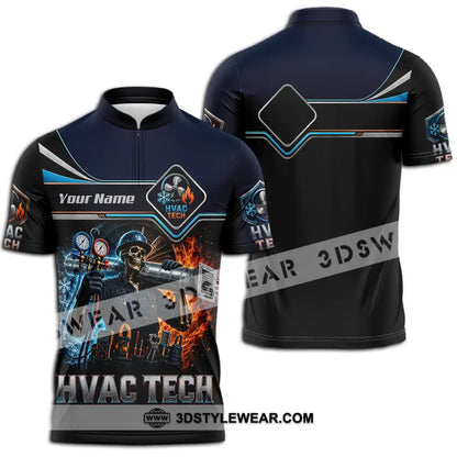 Unisex Shirt - Custom HVAC Tech Shirt - Zipper Polo Shirt / S - T-shirt