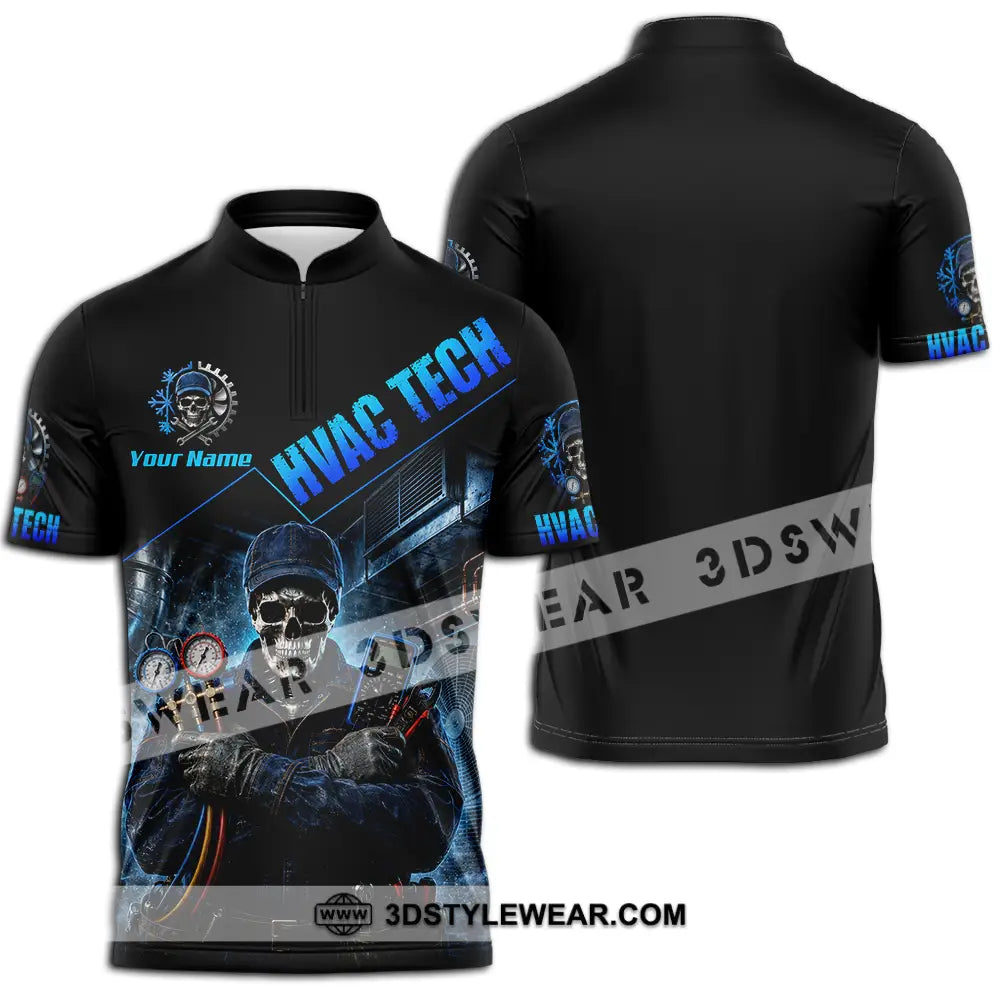 Unisex Shirt - Custom HVAC Tech Shirt - Zipper Polo Shirt / S - T-shirt