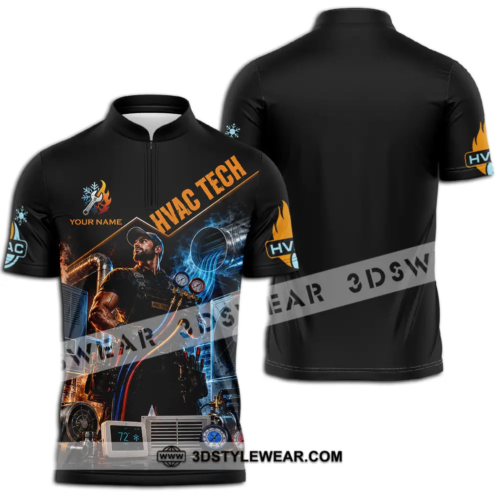 Unisex Shirt - Custom Hvac Tech Shirt - Zipper Polo Shirt / S - T-shirt