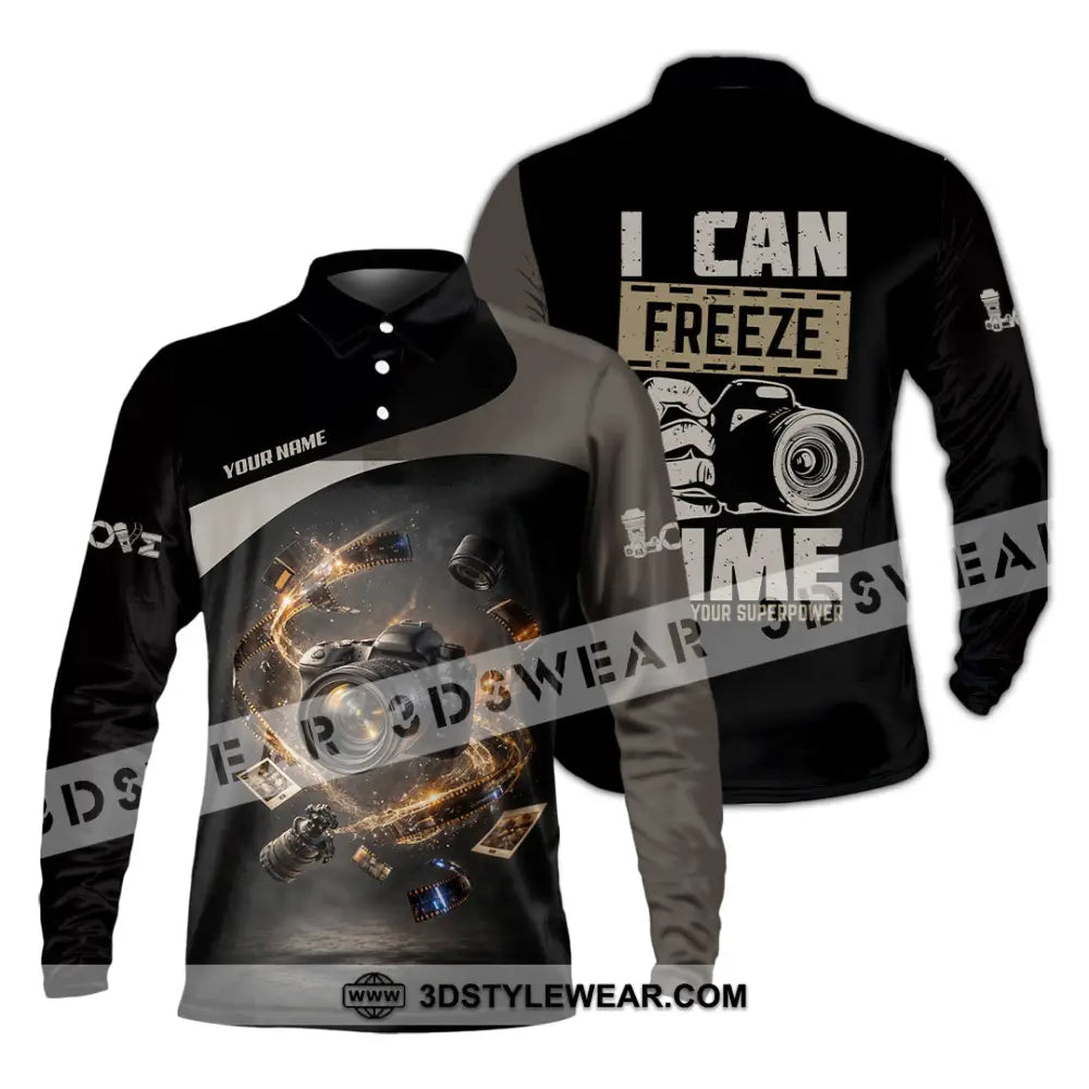 Unisex Shirt - Custom I Can Freeze Time Shirt - Long Sleeve Polo / S - T-shirt