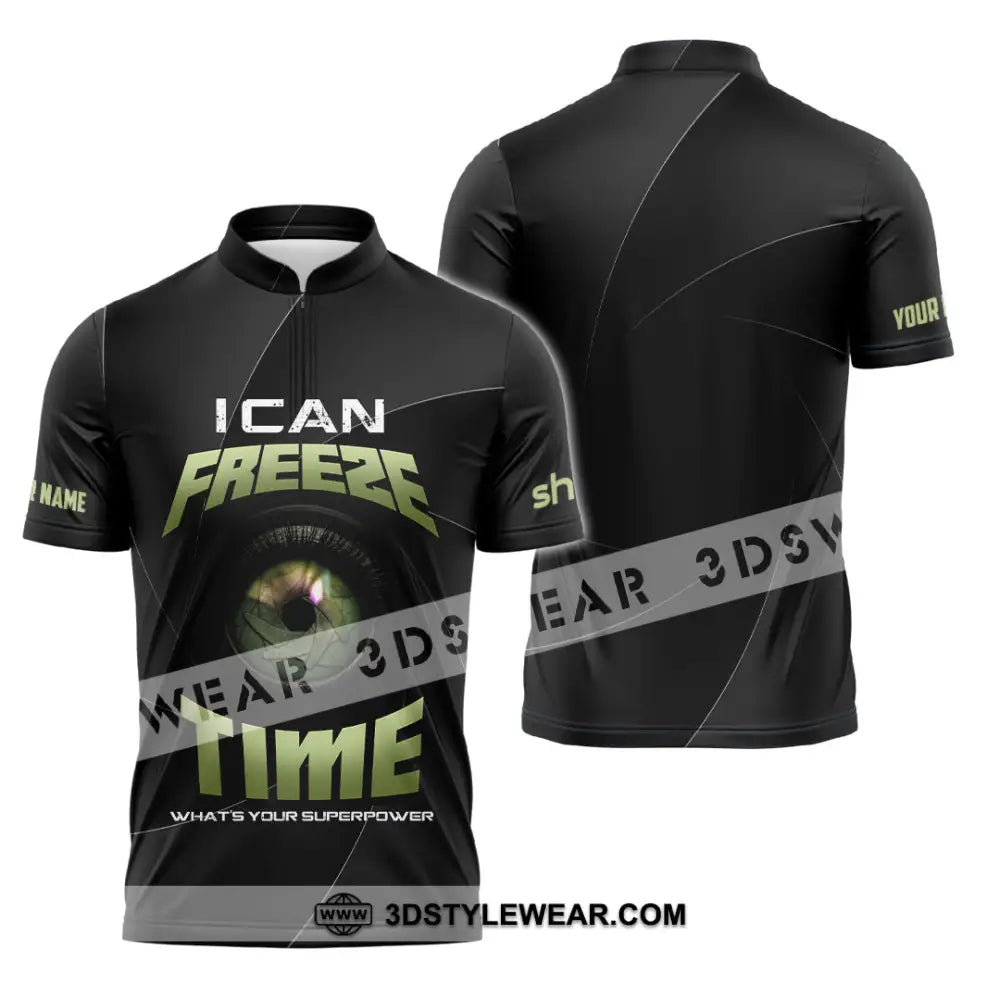Unisex Shirt - Custom I Can Freeze Time Shirt - Zipper Polo Shirt / S - T-shirt