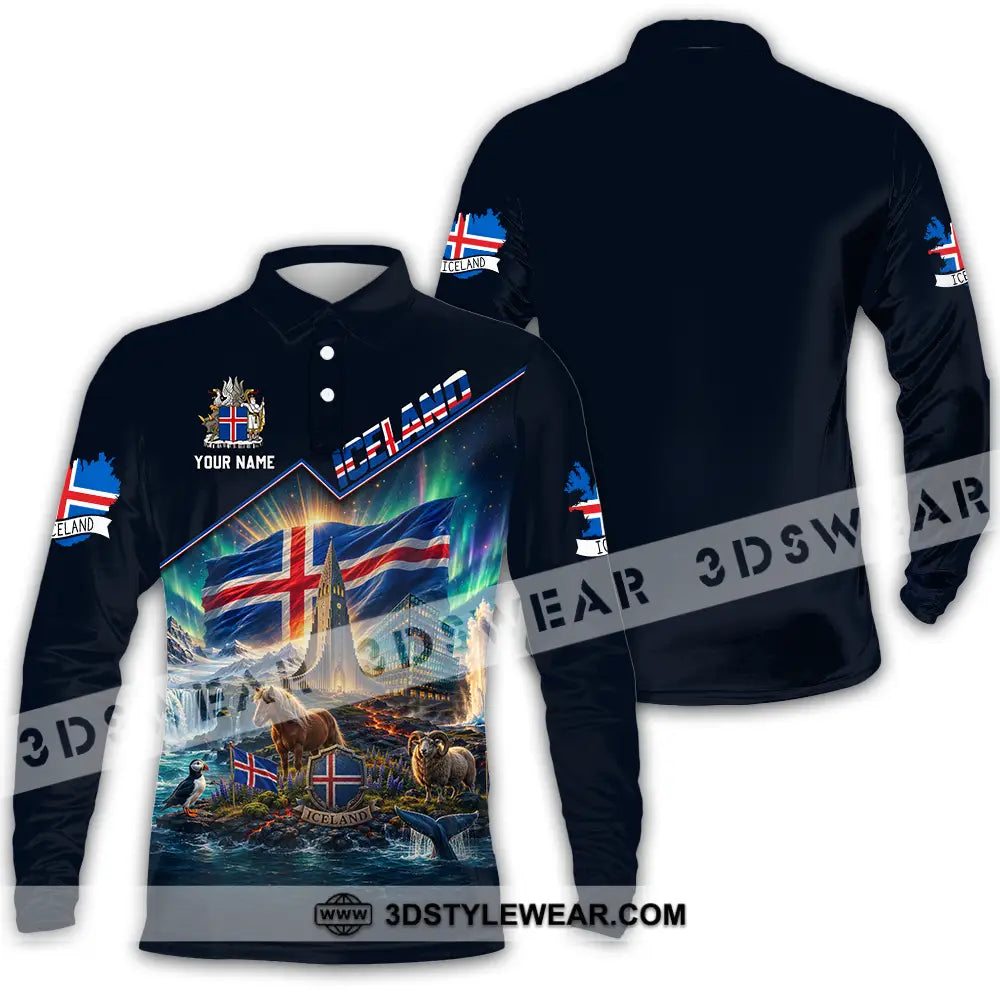 Unisex Shirt - Custom Iceland Shirt - Long Sleeve Polo / S - T-shirt