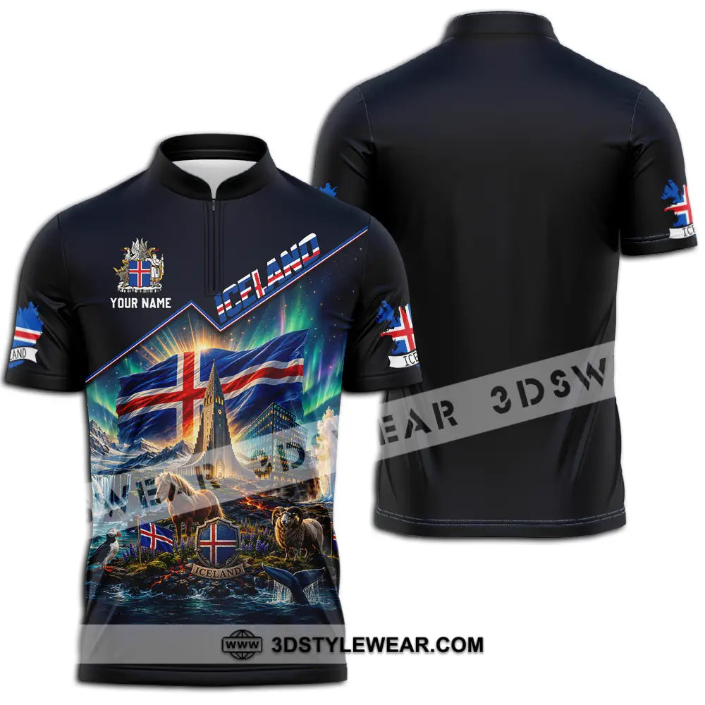 Unisex Shirt - Custom Iceland Shirt - Zipper Polo Shirt / S - T-shirt