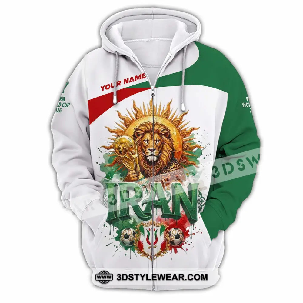 Unisex Shirt - Custom Iran World Cup 2026 3D Shirt - Zipper Hoodie / S - T-shirt