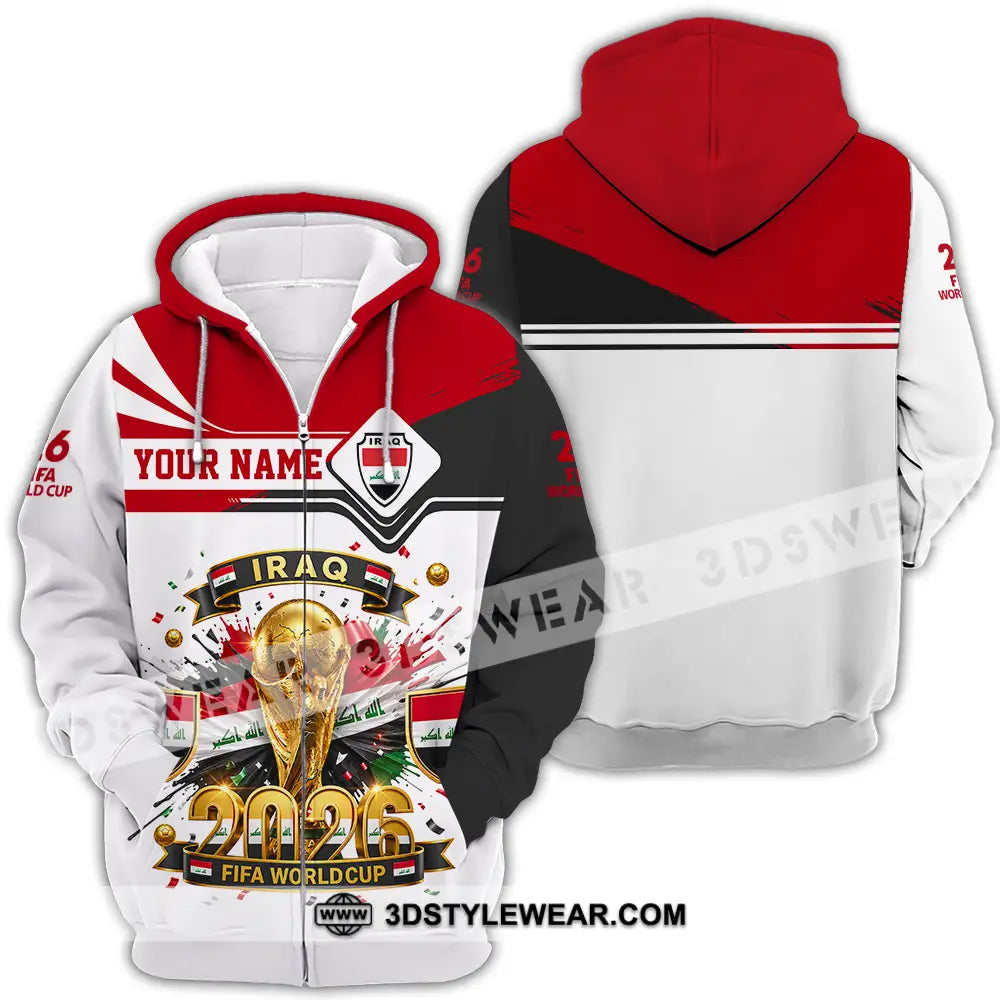 Unisex Shirt - Custom Iraq World Cup 2026 3D Shirt - Zipper Hoodie / S - T-shirt