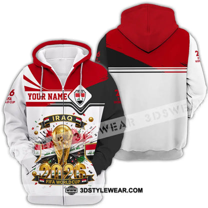 Unisex Shirt - Custom Iraq World Cup 2026 3D Shirt - Zipper Hoodie / S - T-shirt