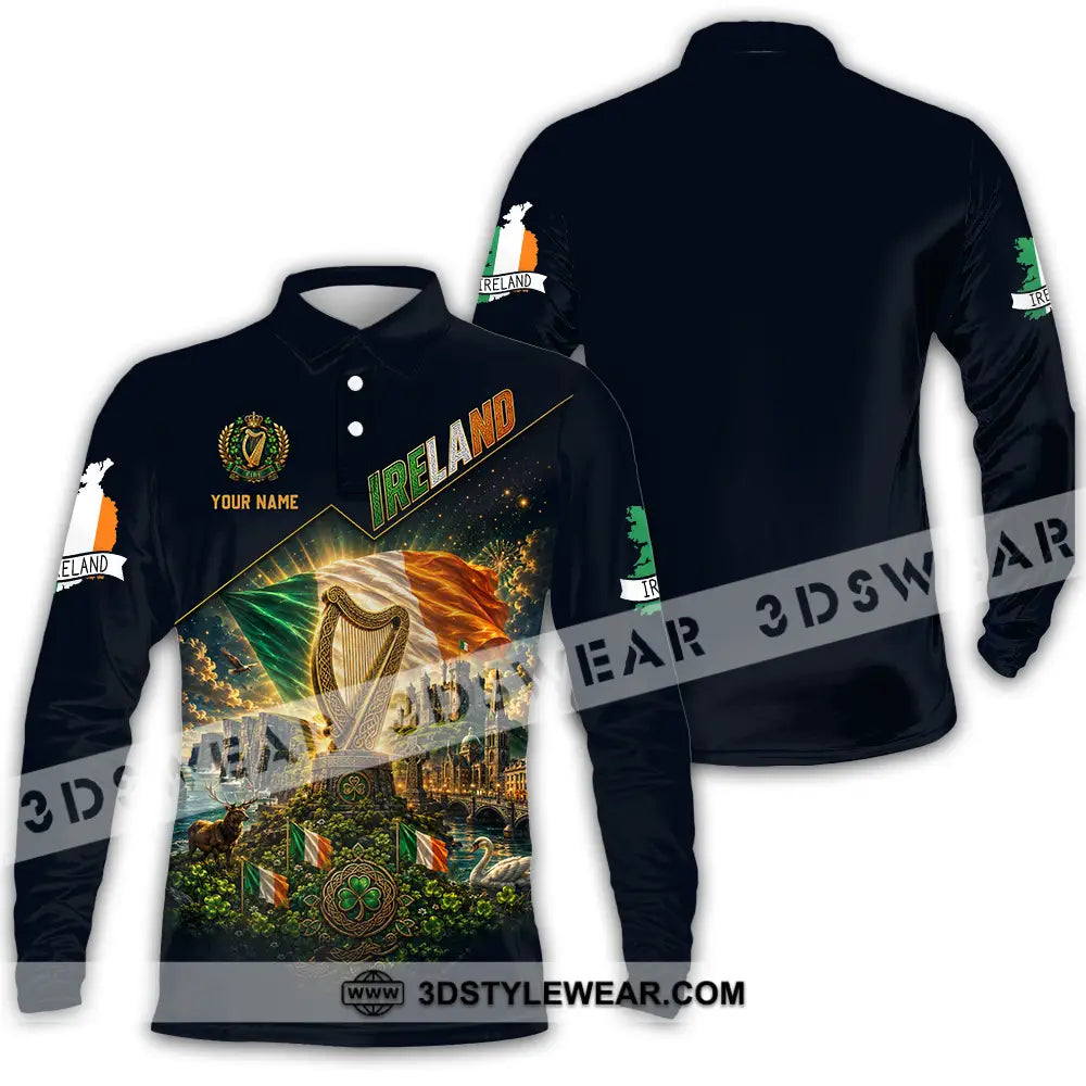 Unisex Shirt - Custom Ireland Shirt - Long Sleeve Polo / S - T-shirt