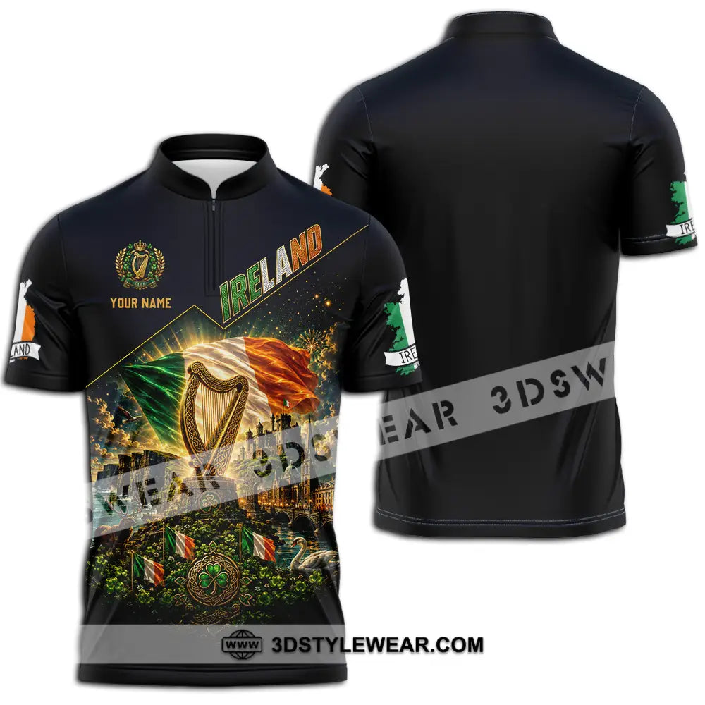 Unisex Shirt - Custom Ireland Shirt - Zipper Polo Shirt / S - T-shirt