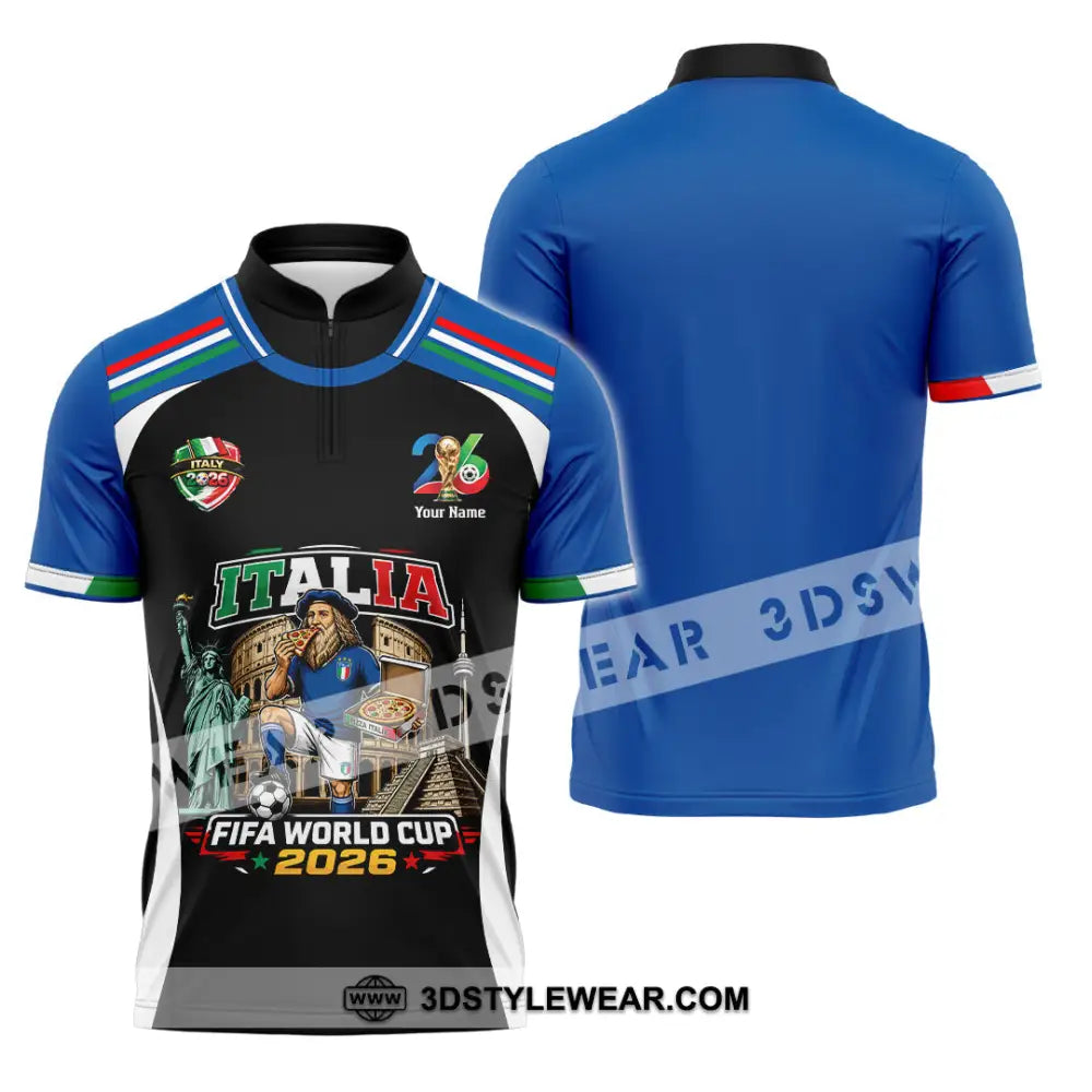 Unisex Shirt - Custom Italy World Cup 2026 Shirt - Zipper Polo Shirt / S - T-shirt