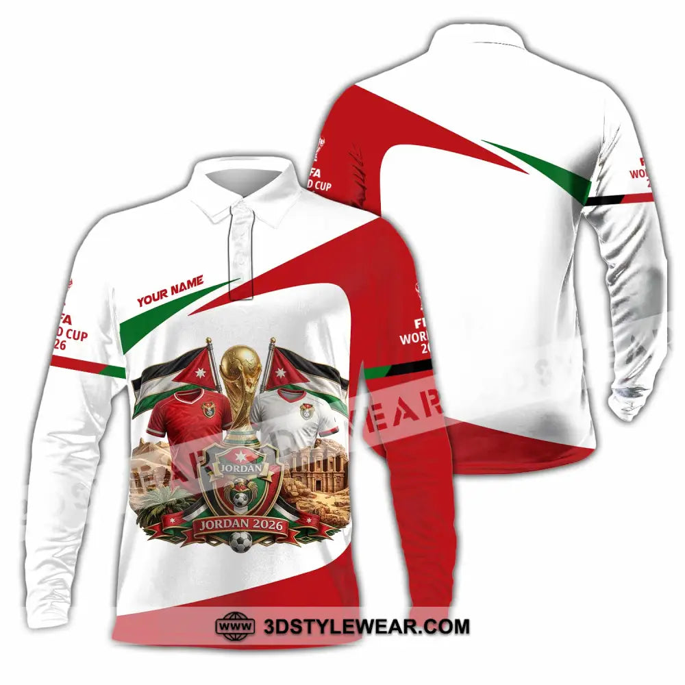 Unisex Shirt - Custom Jordan World Cup 2026 3D Shirt - Long Sleeve Polo / S - T-shirt