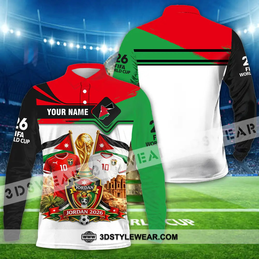 Unisex Shirt - Custom Jordan World Cup 2026 3D Shirt - Long Sleeve Polo / S - T-shirt