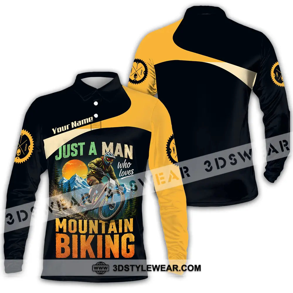 Unisex Shirt - Custom Just A Man Mountain Biking Shirt - Long Sleeve Polo / S - T-shirt