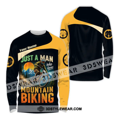 Unisex Shirt - Custom Just A Man Mountain Biking Shirt - Long Sleeve Shirt / S - T-shirt