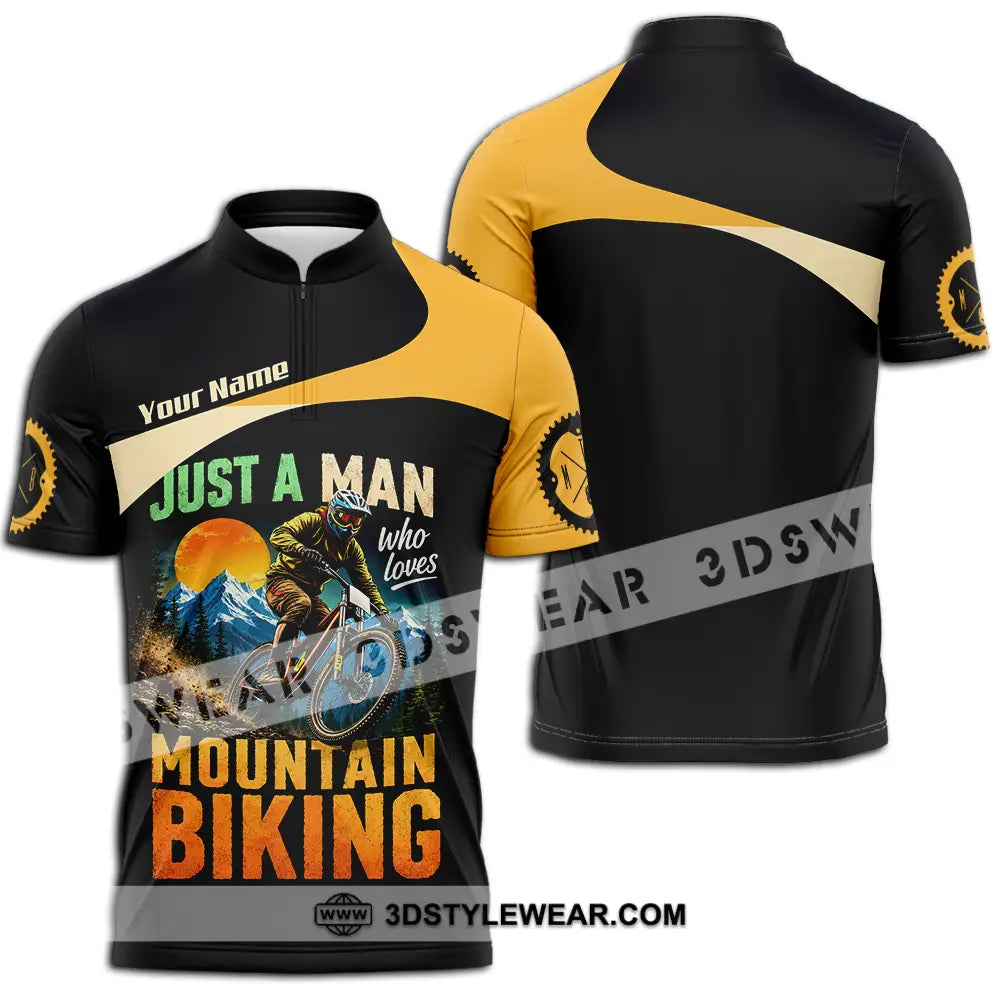 Unisex Shirt - Custom Just A Man Mountain Biking Shirt - Zipper Polo Shirt / S - T-shirt