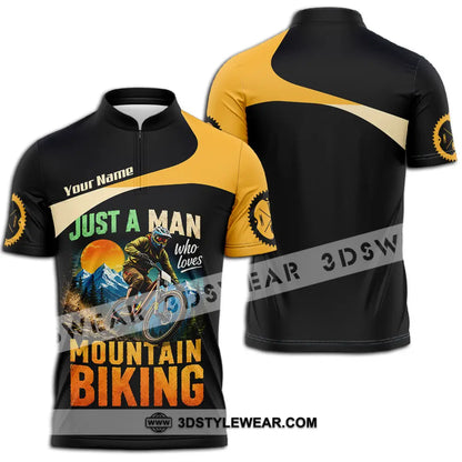 Unisex Shirt - Custom Just A Man Mountain Biking Shirt - Zipper Polo Shirt / S - T-shirt