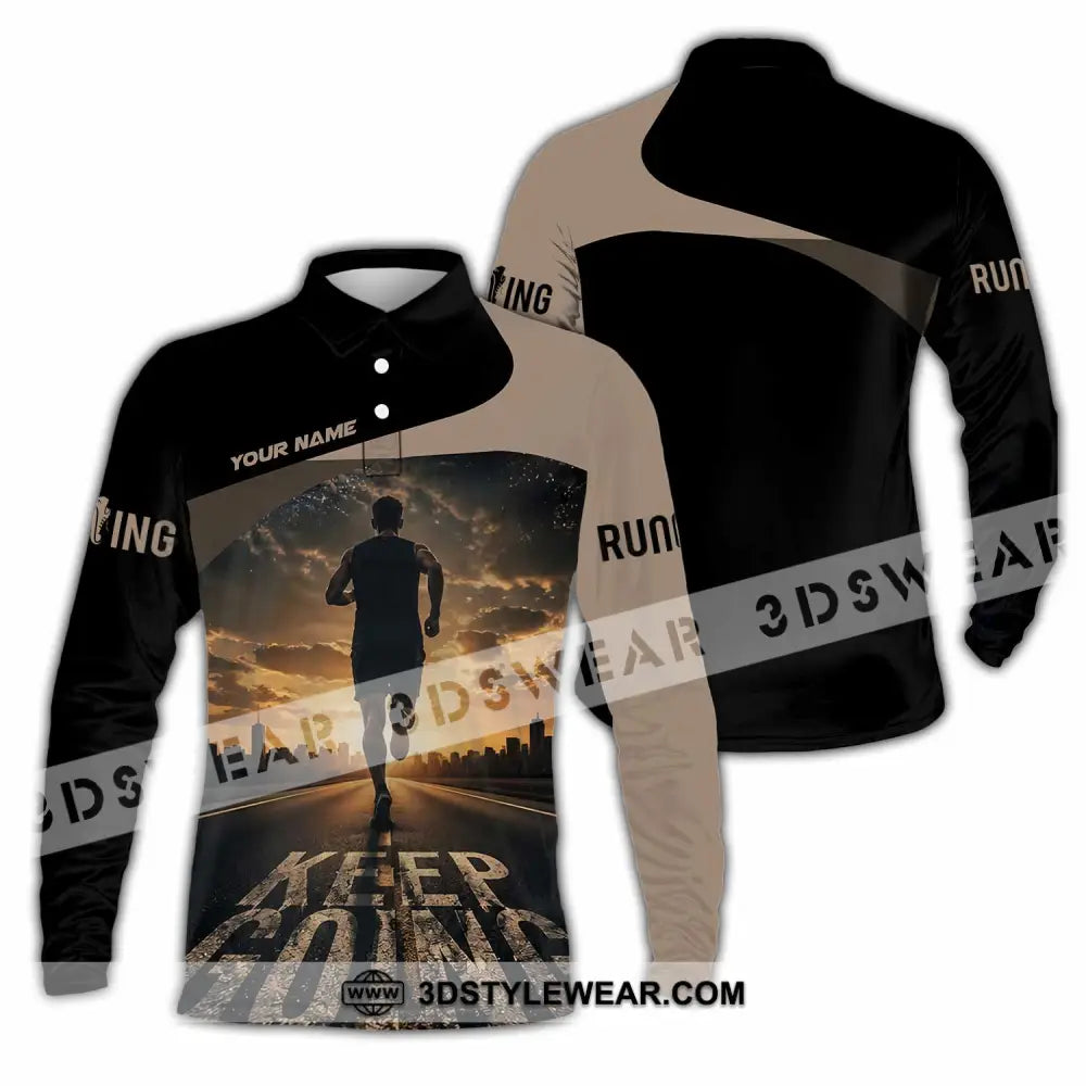 Unisex Shirt - Custom Keep Going Running Shirt - Long Sleeve Polo / S - T-shirt